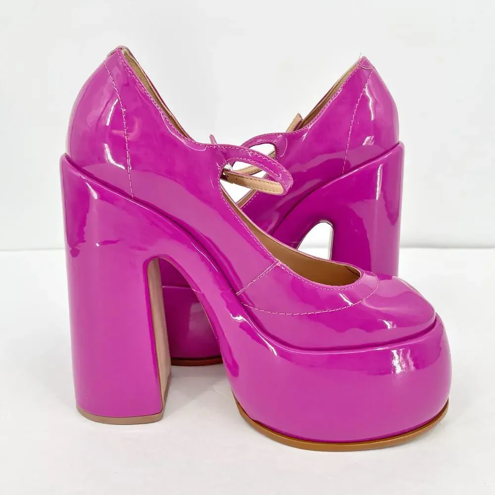 Schutz Womens Zayne Platform Mary Janes US 7 EU 37 Pink Patent Leather NIB - Picture 3 of 10
